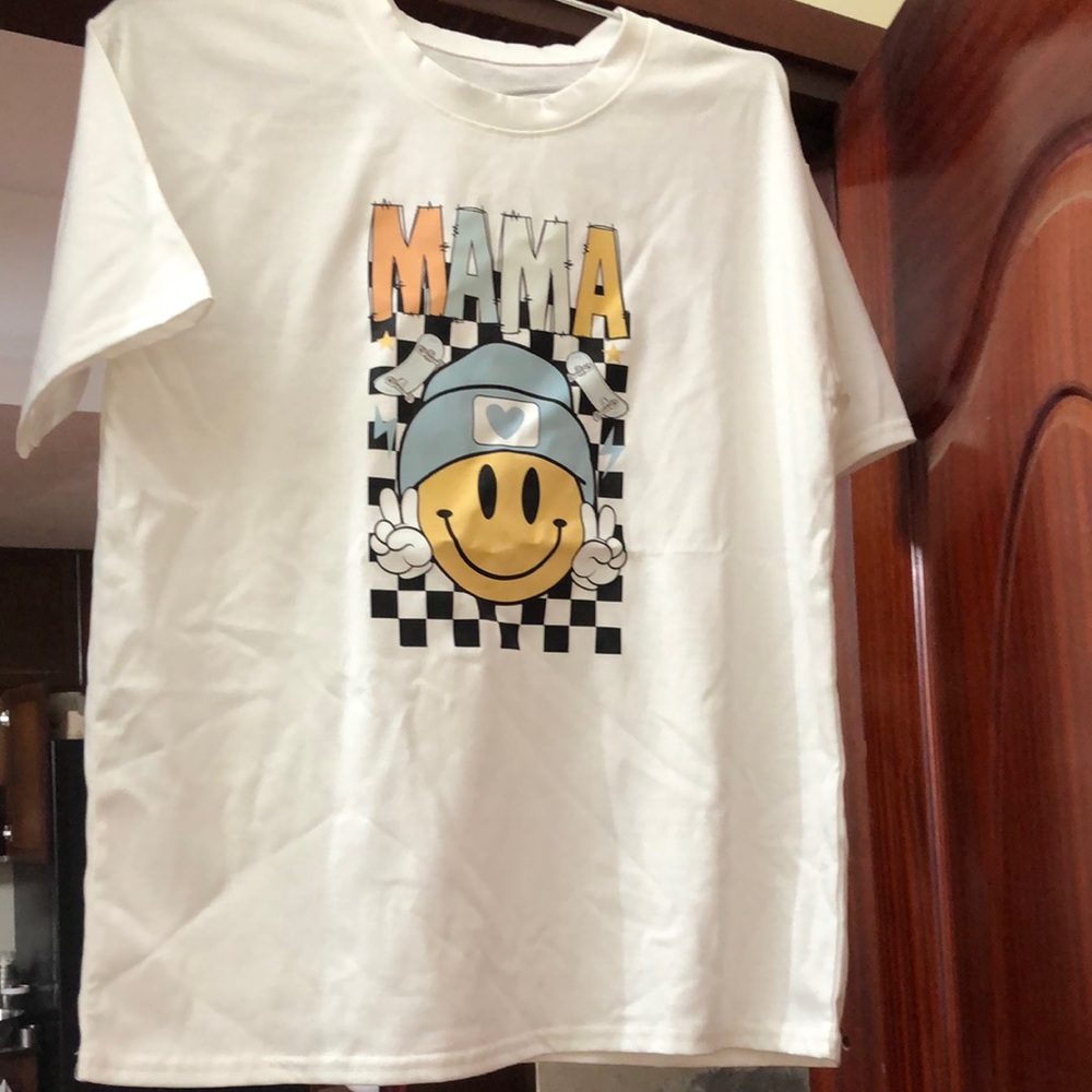 White Graphic T-Shirt with Smiley Face